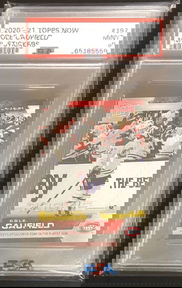 2020-21 Topps Now NHL Stickers /383 First Goal Cole Caufield RC PSA MINT 9 Pop 2 None Higher!