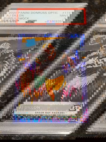 2020 AJ Dillon Optic Purple Shock HOLOGRAM Rookie RC #174  PSA 10