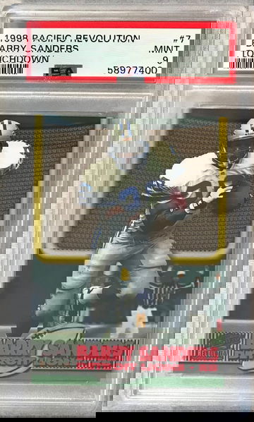 Barry Sanders 1998 Pacific Revolution Touchdown #7 - PSA 9 Mint (pop 1 none higher)