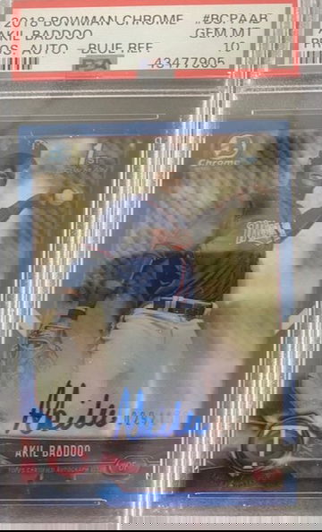 2018 Bowman Chome Akil Baddoo Blue Refractor Auto /150 PSA 10