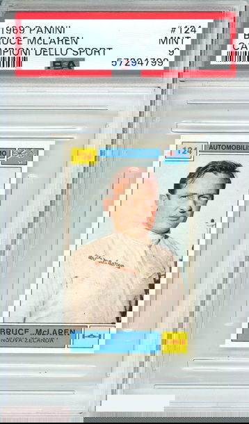 1969 PANINI CAMPIONI DELLO SPORT CAMPIONI #124 BRUCE MCLAREN PSA MINT 9 POP 3