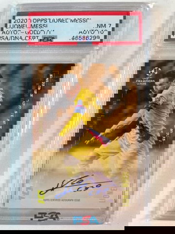 2020 Topps Lionel Messi 1/1 Gold Auto PSA 7/10