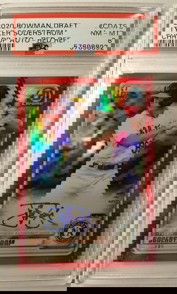 2020 Bowman Draft Tyler Soderstrom Red Refractor Auto PSA 8 4/5 Oakland A's