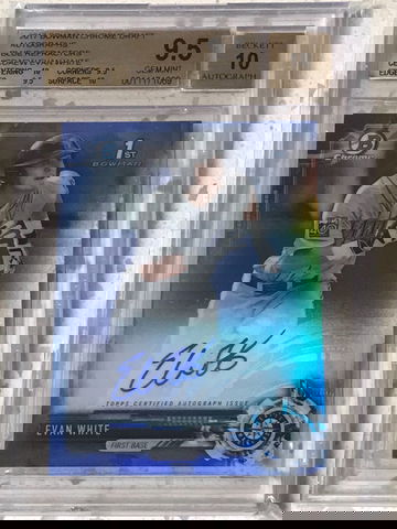 2017 Bowman Chrome Evan White Blue Ref Auto /150 BGS 9.5/10 True Gem ++