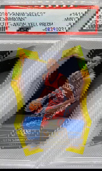 2016 Ben Simmons Panini Select Die-Cut Neon Yellow PSA 9. Pop 5