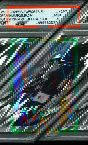 💎🚨 2021 Topps Chrome F1 Racing #157 ROMAIN GROSJEAN 🟢 Green RAYWAVE /99🏎🇸🇪