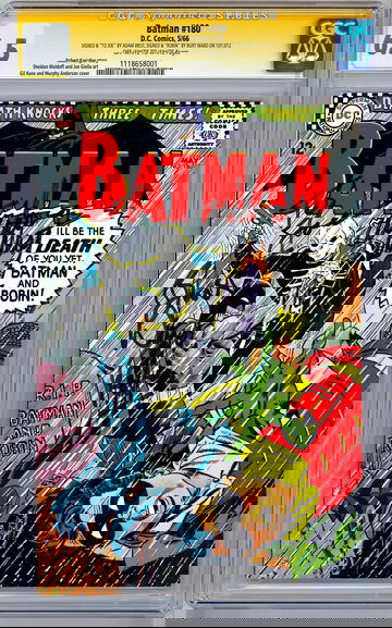 BATMAN #180 CGC-SS 6.5 SIGNED *ADAM WEST & BURT WARD* ORIG 1960’S TV SERIES 1966