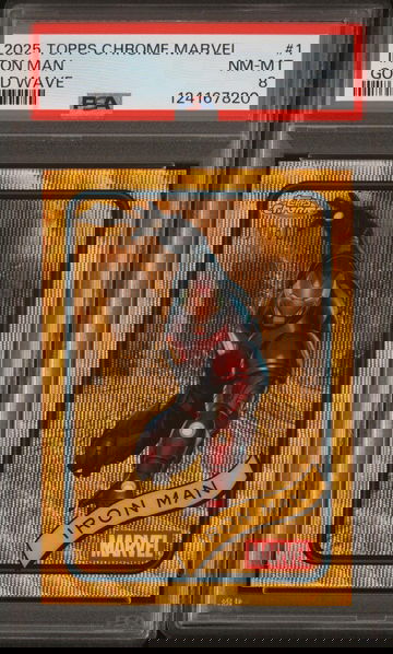 2025 Topps Chrome Marvel Gold Wave Iron Man #1 /80 PSA 8