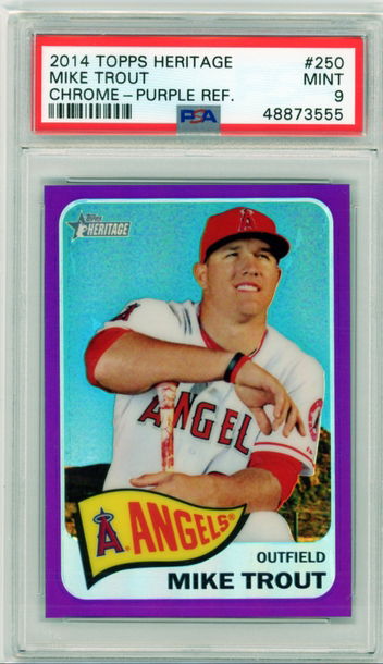 2014 Topps Heritage #250 Mike Trout Chrome-Purple Refractor PSA 9 MINT!