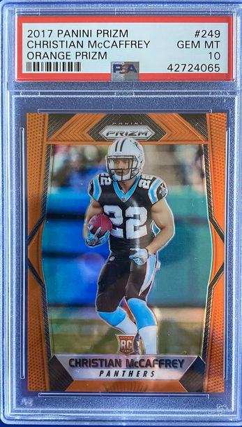 2017 Panini Prizm #249 Orange Prizm Christian Mccaffrey PSA 10 RC