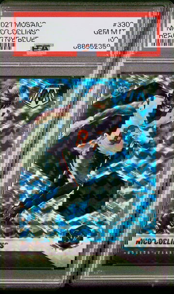 2021 Nico Collins Mosaic Blue Reactive Prizm 330 Rookie RC PSA 10 Gem Mint
