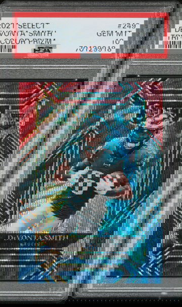 2021 Panini Select DeVonta Smith Club Level Tri Color Prizm RC /149 PSA 10 Gem Mint SP
