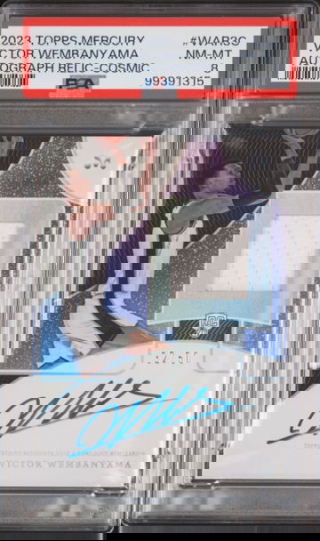 2023 VICTOR WEMBANYAMA TOPPS MERCURY COSMIC AUTOGRAPH PATCH /50 PSA 8