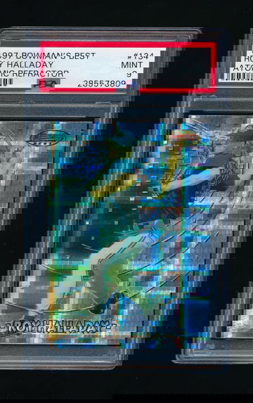 1997 Bowman's Best #134, Roy Halladay Atomic Refractor RC, PSA 9 MINT