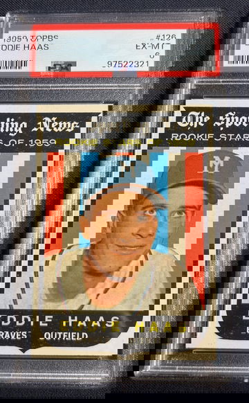 1959 Topps #126, Eddie Haas, PSA 6 (Milwaukee Braves)