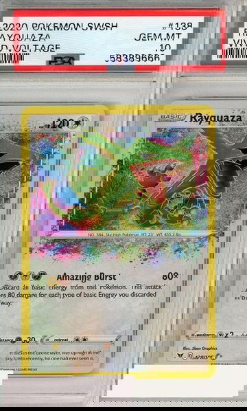 2020 POKEMON SWORD SHIELD VIVID VOLTAGE RAYQUAZA #138 PSA 10