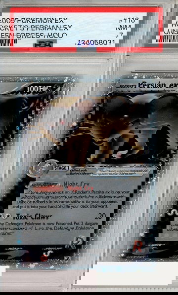 2005 POKEMON EX UNSEEN FORCES ROCKETS PERSIAN EX #116 HOLO PSA 7 NM