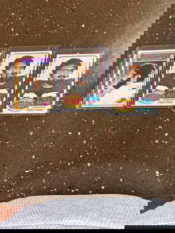 1976 Topps Franco Harris 3-card lot (2×1976, 1×1978) raw – slight corner wear & off-center, Steelers HOF RB”