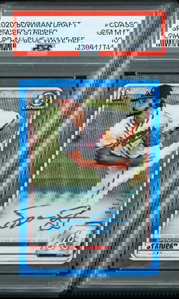 2020 Bowman Chrome Draft Spencer Strider Blue Auto /150