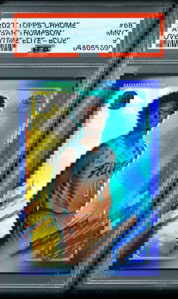 🚨🏀 2021-22 TOPPS CHROME ELITE OVERTIME AUSAR THOMPSON PARALLEL BLUE /99 RC 👻🥇