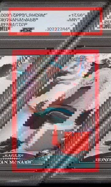 2009 TOPPS CHROME TC66 DONOVAN McNABB RED REFRACTOR /25 PSA 9