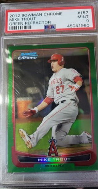 2012 Bowman Chrome Mike Trout Green Refractor PSA 9