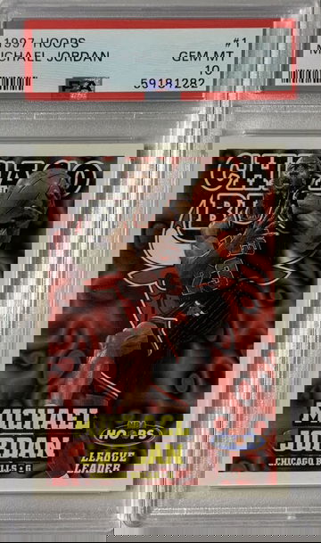 1997 Hoops League Leader 1 Michael Jordan Chicago Bulls PSA 10 Gem Mint