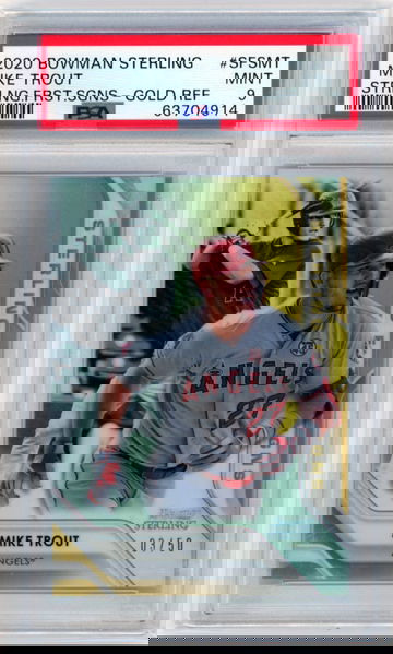 2020 Bowman Sterling #SFSMT Mike Trout Sterling First Signs-Gold Refractor PSA 9 MINT!