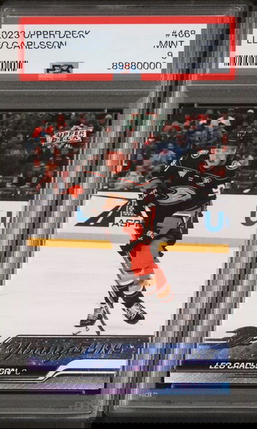 2023/24 Leo Carlson young gun ducks rookie PSA 9