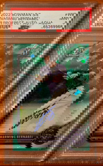 2022 Bowman Sapphire Warming Bernabel Aqua Auto PSA 9