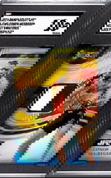 CONOR McGREGOR 2021 SELECT UFC GOLD PRIZM SWATCHES - BLOOD ON PATCH - SGC 10