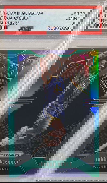 2019-20 Panini Prizm Basketball #272 Jordan Poole RC Rookie Green Prizm PSA 9