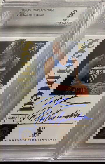 2019 Panini Encased Naz Reid Gold /10 BGS 9 MINT, 10 AUTO