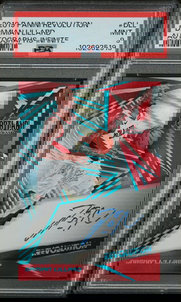 2019 Panini Revolution Autographs Infinite Damian Lillard #AG-DLL Auto /25 PSA 9