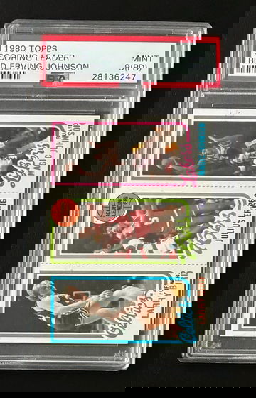 1980-81 Topps MAGIC, BIRD, DR. J Rookie RC PSA 9 (pd) 