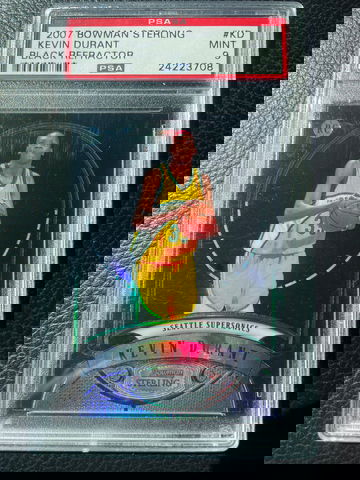 2007 bowman sterling black refractor psa 9 Kevin Durant rookie /199 