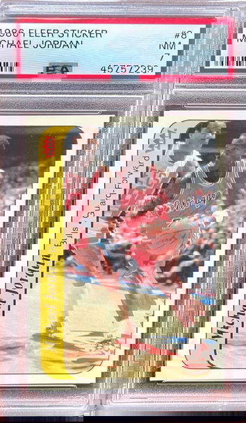 1986 Fleer Michael Jordan Sticker PSA 7