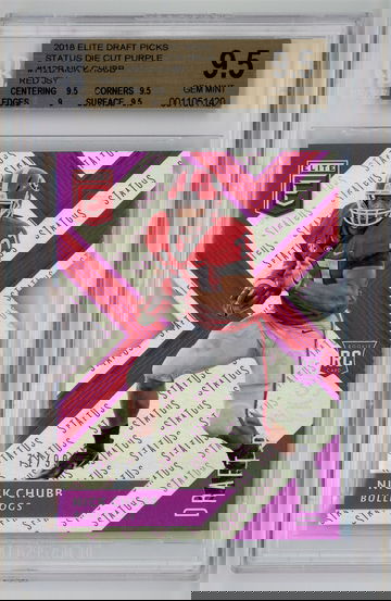 2018 Panini Elite Draft Pick Status Die Cut Purple /99 Nick Chubb BGS 9.5