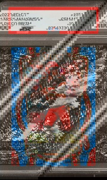 2022 Select Patrick Mahomes II Blue Disco Prizm Club #d /25 PSA 10 POP 4!