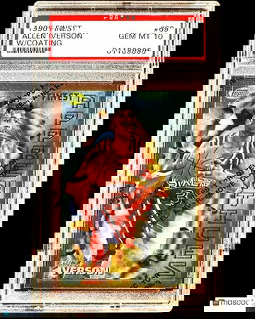 Allen Iverson RC - 1996-97 Topps FINEST W/ COATING #69 A.I. Rookie - PSA 10