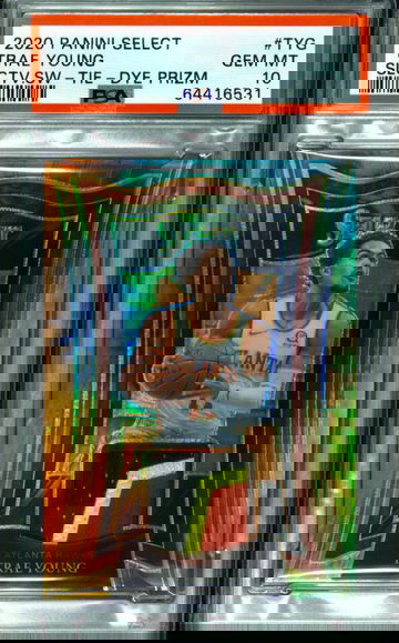 2020-21 Panini Select Trae Young Tie Dye Prizm Swatch /14 PSA 10 Gem Mint Pop 1