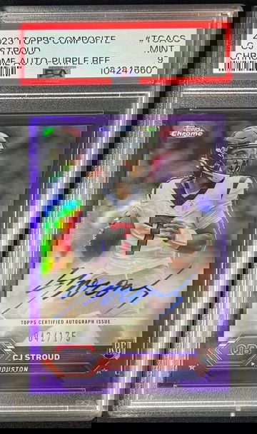 2023 Topps Chrome Composite Purple Refractor CJ Stroud RC Rookie AUTO /175 PSA 9