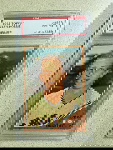 1962 Topps #585 Glen Hobbie PSA 8 NM-MT SP CUBS