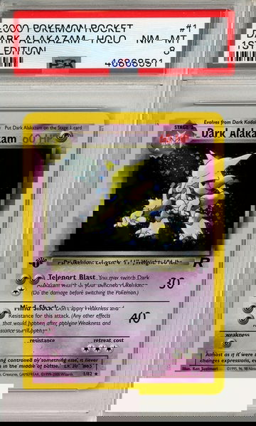 2000 POKEMON ROCKET DARK ALAKAZAM-HOLO #1 1ST EDITION PSA 8 NM-MT