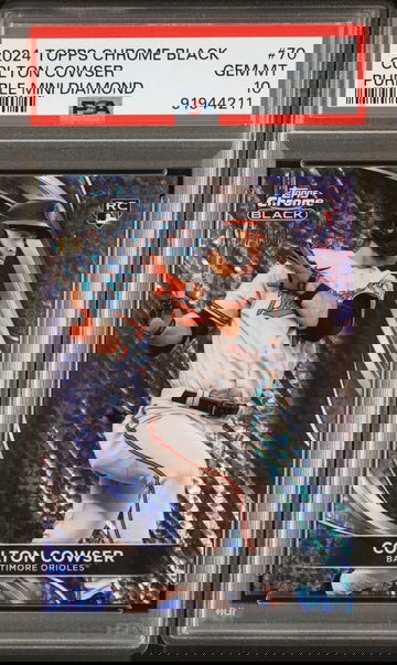 2024 Topps Chrome Black Purple Mini Diamond Colton Cowser #70 /150 PSA 10