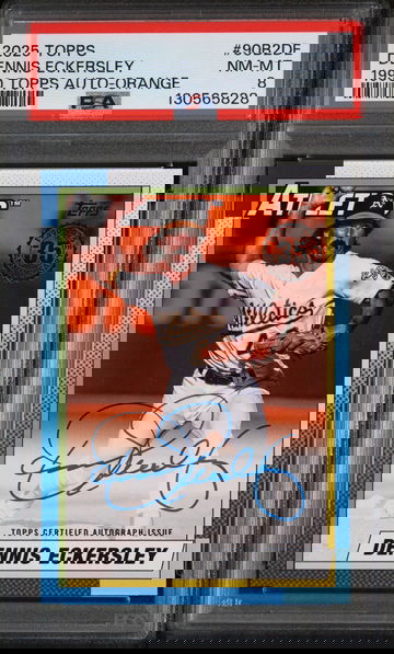 2025 Topps 1990 Topps Baseball Autographs Series 2-Orange Dennis Eckersley #90B2DE /25 PSA 8