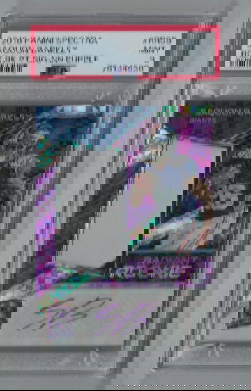 2018 Panini Spectra Purple #RRSB Saquon Barkley 02/20 Autographed PSA 9