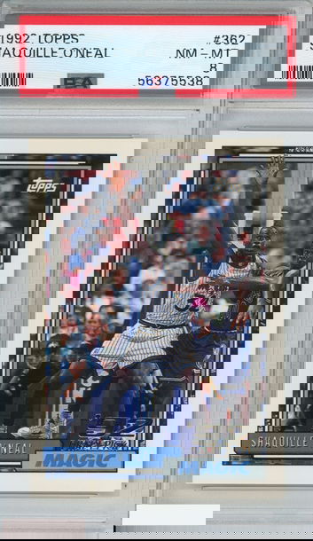 1992 TOPPS SHAQUILLE O NEAL #362 ROOKIE RC ORLANDO MAGIC HOF PSA 8 NM-MT