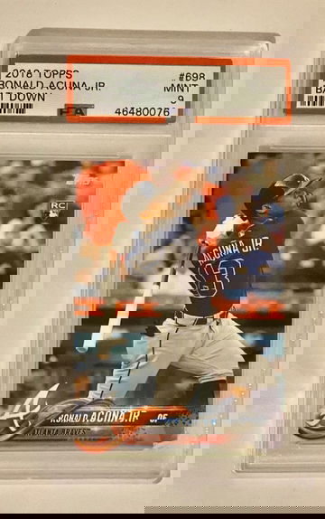 ROBALD ACUNA Jr. BAT DOWN SSP! Topps Series 2 Super Short Print TRUE Rookie Card! PSA 9!