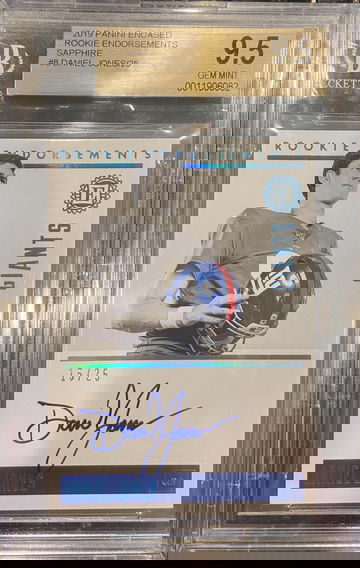 DANIEL JONES 2019 ENCASED ROOKIE ENDORSEMENTS RC #8 /25 BGS 9.5 10 AUTO GEM MINT